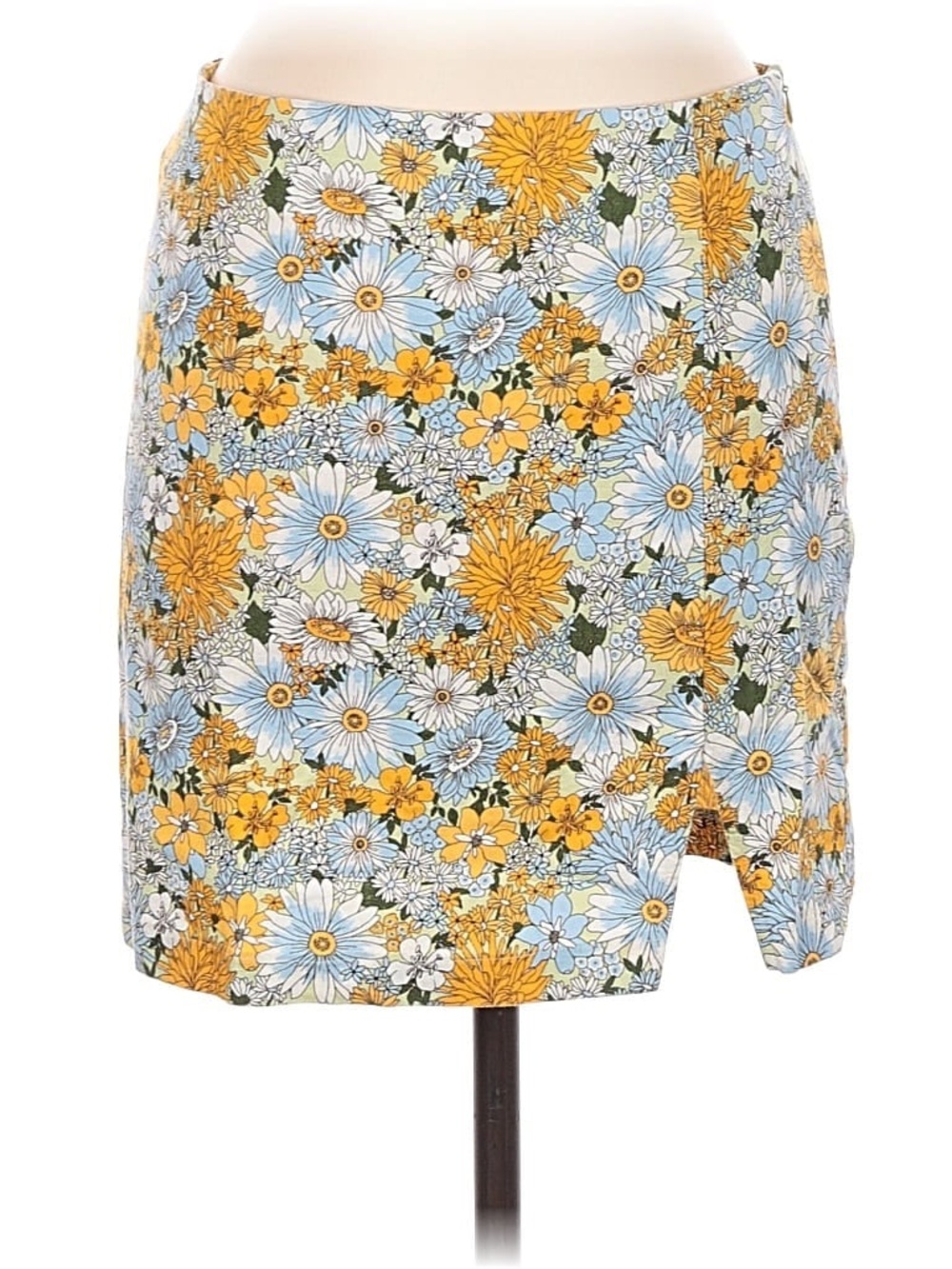 Urban Outfitters Yellow & Light Blue Floral Mini Skirt